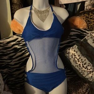 Blue one piece swimsuit